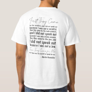 ✊ Martin Niemöller Zitat: "Erst kommen sie" T-Shirt