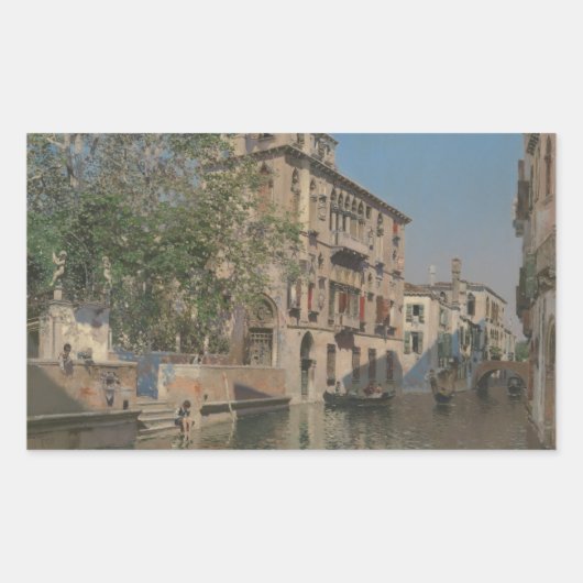 Martin Rico y Ortega - Ein Kanal in Venedig Rechteckiger Aufkleber (Vorderseite)