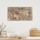 Martin Waldseemullers Vintage Weltkarte von 1507 Poster (Küche)