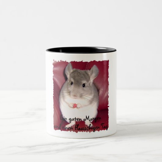 martina 002, Ein guten Morgenund einen Flauschi... Zweifarbige Tasse (Mittel)