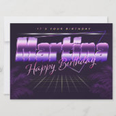 Martina Name Vorname lila retro Karte Geburtstag (Vorderseite)