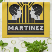 Martinez Cocktail Art Deco Geschirrtuch (Gefaltet)