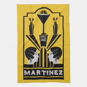 Martinez Cocktail Art Deco Geschirrtuch