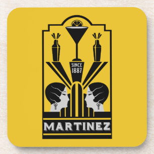 Martinez Cocktail Art Deco Getränkeuntersetzer