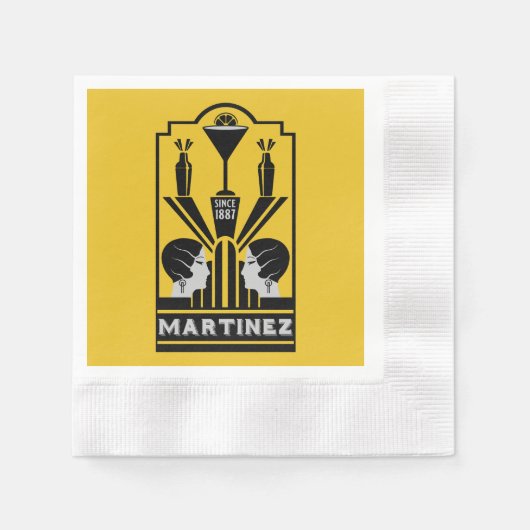 Martinez Cocktail Art Deco Serviette (Vorderseite)