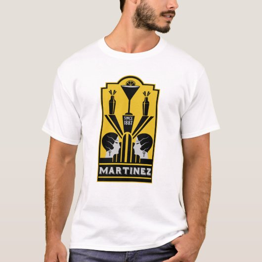 Martinez Cocktail Art Deco T-Shirt (Vorderseite)