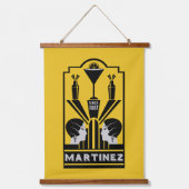Martinez Cocktail Art Deco Wandteppich Mit Holzrahmen (Vorderseite)