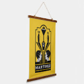 Martinez Cocktail Art Deco Wandteppich Mit Holzrahmen (Gewinkelt)