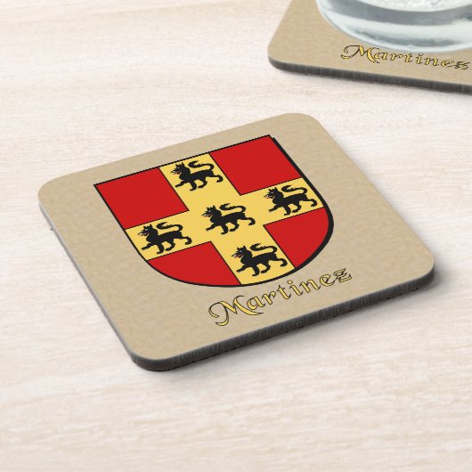 Martinez Familie Shield Getränkeuntersetzer (Linke Seite)