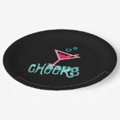 Martini - Alkohol Drink Pop Art, Rosa & Türkis Pappteller (Schrägansicht)