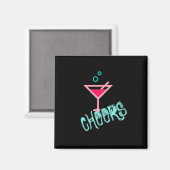 Martini - Alkohol trinken Pop Kunst, Rosa und Türk Magnet (Vorderseite/Rückseite)