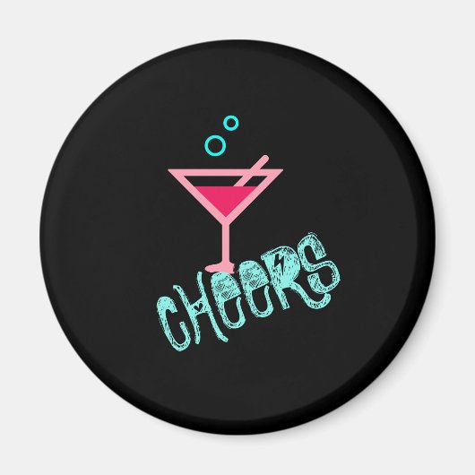 Martini - Alkohol trinken Pop Kunst, Rosa und Türk Magnet (Vorne)