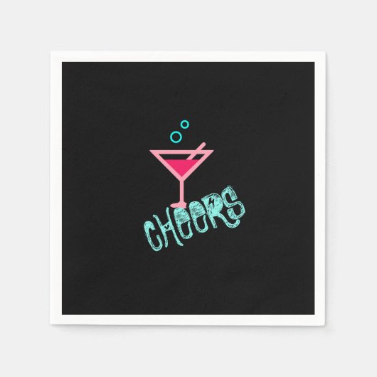 Martini - Alkohol trinken Pop Kunst, Rosa und Türk Serviette (Vorderseite)