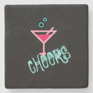 Martini - Alkohol trinken Pop Kunst, Rosa und Türk Steinuntersetzer