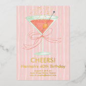 Martini and a Bow Milestone Birthday Folieneinladung (Vorderseite)