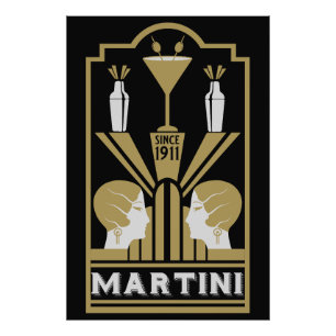 Martini Art Deco Fotodruck