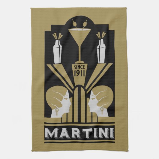 Martini Art Deco Geschirrtuch (Vertikal)