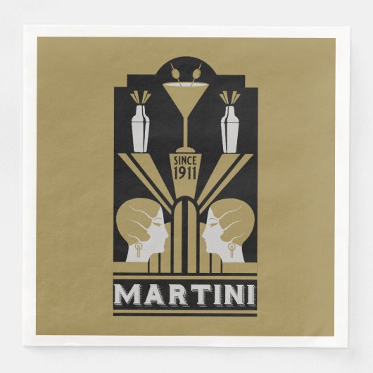 Martini Art Deco Serviette (Vorderseite)