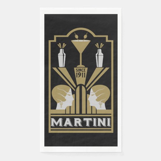 Martini Art Deco Serviette (Vorderseite)