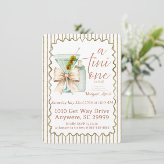 Martini-Baby-Party Einladung (Stehend Vorderseite)
