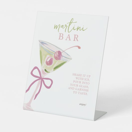 Martini-Bar Chic Moderne Brautparty Sockelschild (Vorderseite)