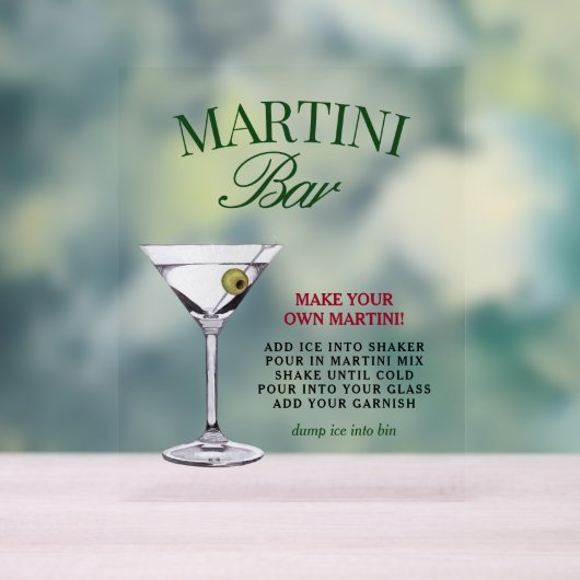 Martini Bar Green & Red Classy Acrylschild (Neutral)