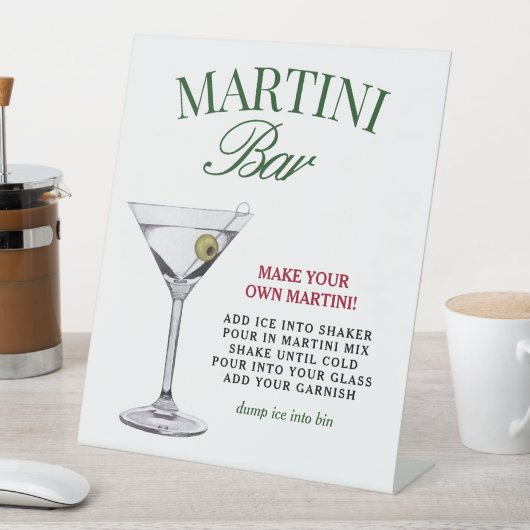 Martini Bar Green & Red Classy Sockelschild (In Situ)