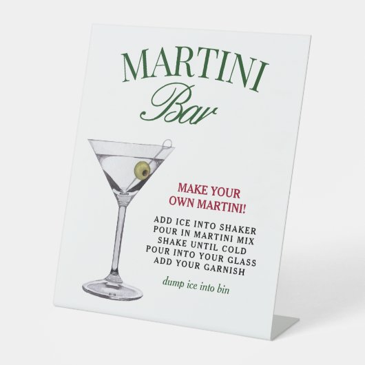 Martini Bar Green & Red Classy Sockelschild (Vorderseite)
