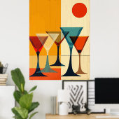Martini-Bar im Stil der Mitte des 20. Jahrhunderts Poster (Heimbüro)
