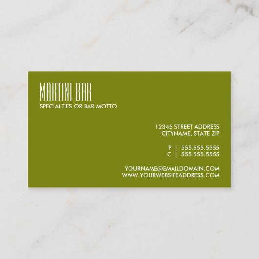 Martini Bar Visitenkarte (Rückseite)