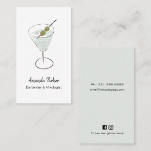 Martini-Barkeeper, Mixologe  Visitenkarte