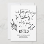 Martini Bikini Doodles Beach Bachelorette’s Party Einladung (Vorderseite)