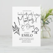 Martini Bikini Doodles Beach Bachelorette’s Party Einladung (Stehend Vorderseite)