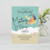 Martini Bikini Fun Beach Bachelorette’s Party Einladung (Stehend Vorderseite)