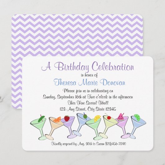 Martini Birthday Einladung (Vorne/Hinten)