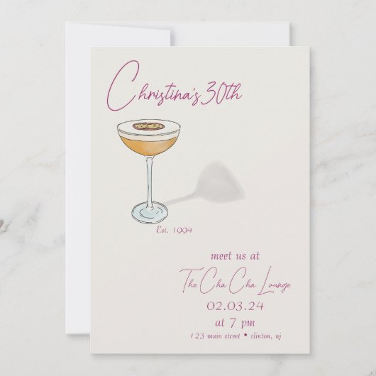 Martini Birthday Einladung (Vorderseite)