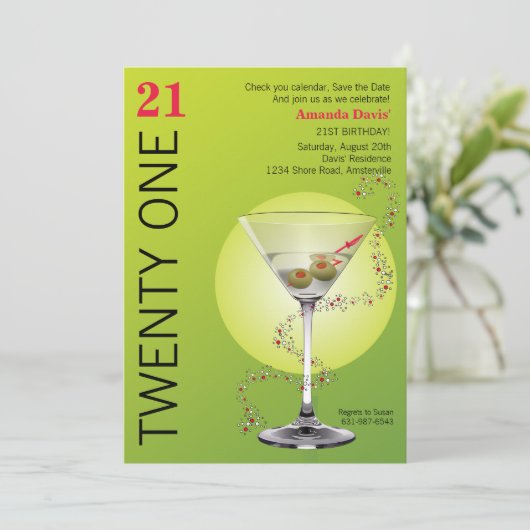 Martini Bitte einladen Save The Date (Stehend Vorderseite)