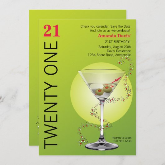 Martini Bitte einladen Save The Date (Vorne/Hinten)