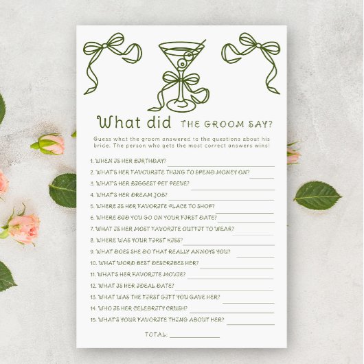 Martini Bogen Brautparty Was hat der Bräutigam ges