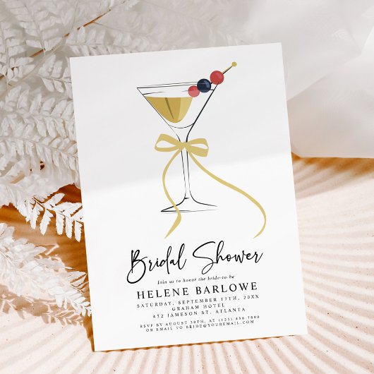 Martini Bow Minimalistisch Cocktail Brautparty Einladung