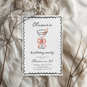Martini & Bow Trendy Birthday Party Einladung