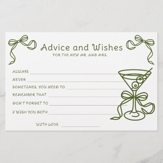 Martini-Brautparty-Beratung und Wünsche Briefpapier (Vorderseite)