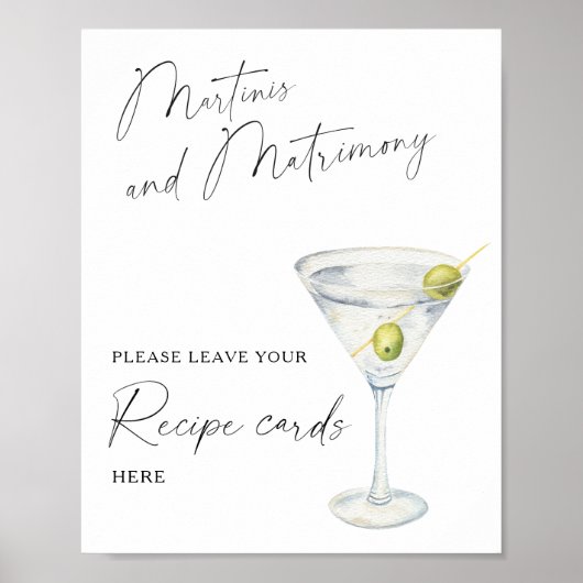 Martini Brautparty Ihre Rezeptkarte hier Poster (Vorne)