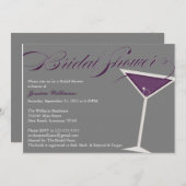 Martini-Brautparty| Lila Einladung (Vorne/Hinten)