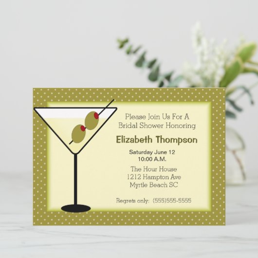 Martini Bridal Dusche Einladung (Stehend Vorderseite)