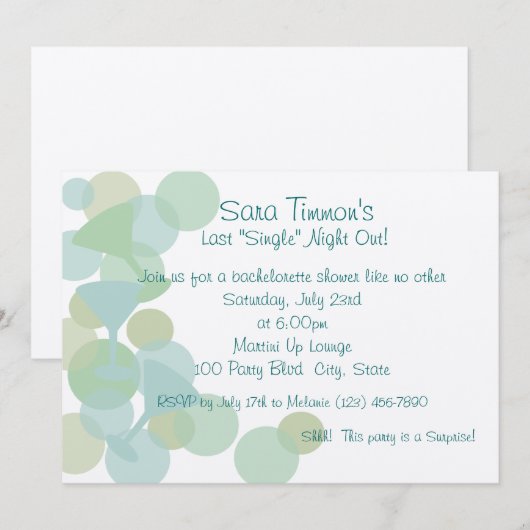 Martini Bubbles Einladung (Vorne/Hinten)