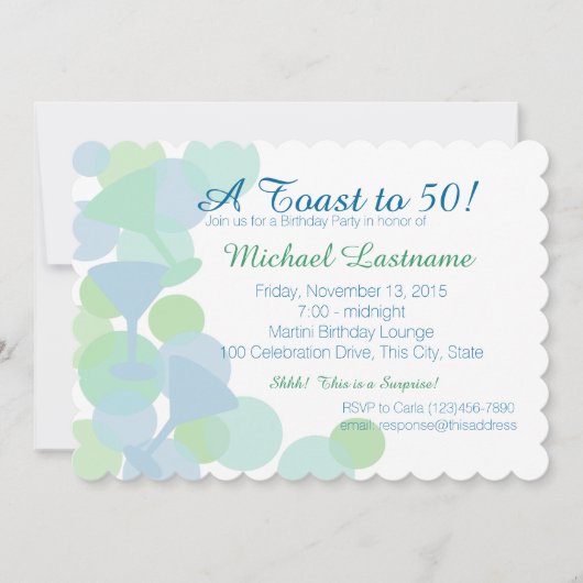 Martini Bubbles Party Einladung (Vorderseite)