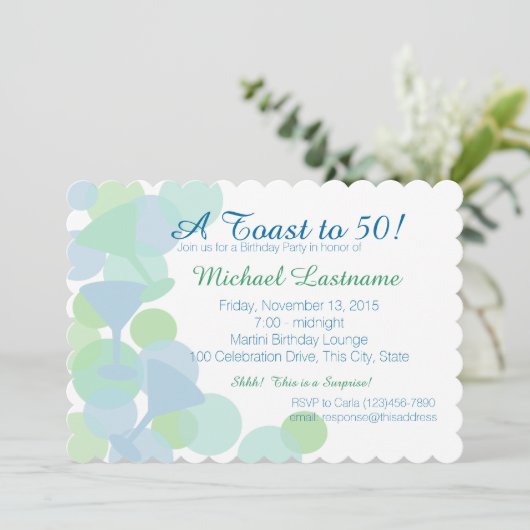 Martini Bubbles Party Einladung (Stehend Vorderseite)