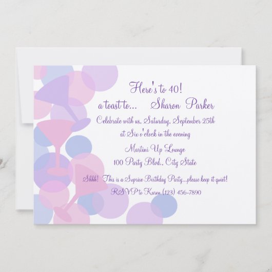 Martini Bubbles Party Einladung (Vorderseite)