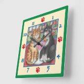 Martini Cats Square Wall Clock Quadratische Wanduhr (Winkel)